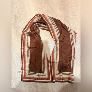 100% silk Oscar de la Renta Brown and Cream Striped Scarf